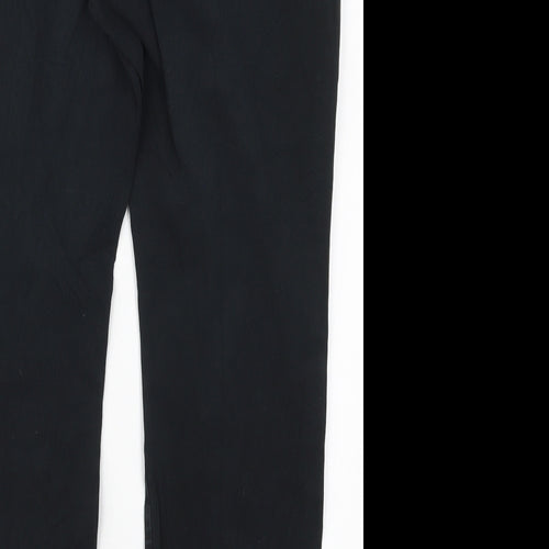 Marks and Spencer Womens Black  Cotton Trousers  Size 14 L27 in Regular Button