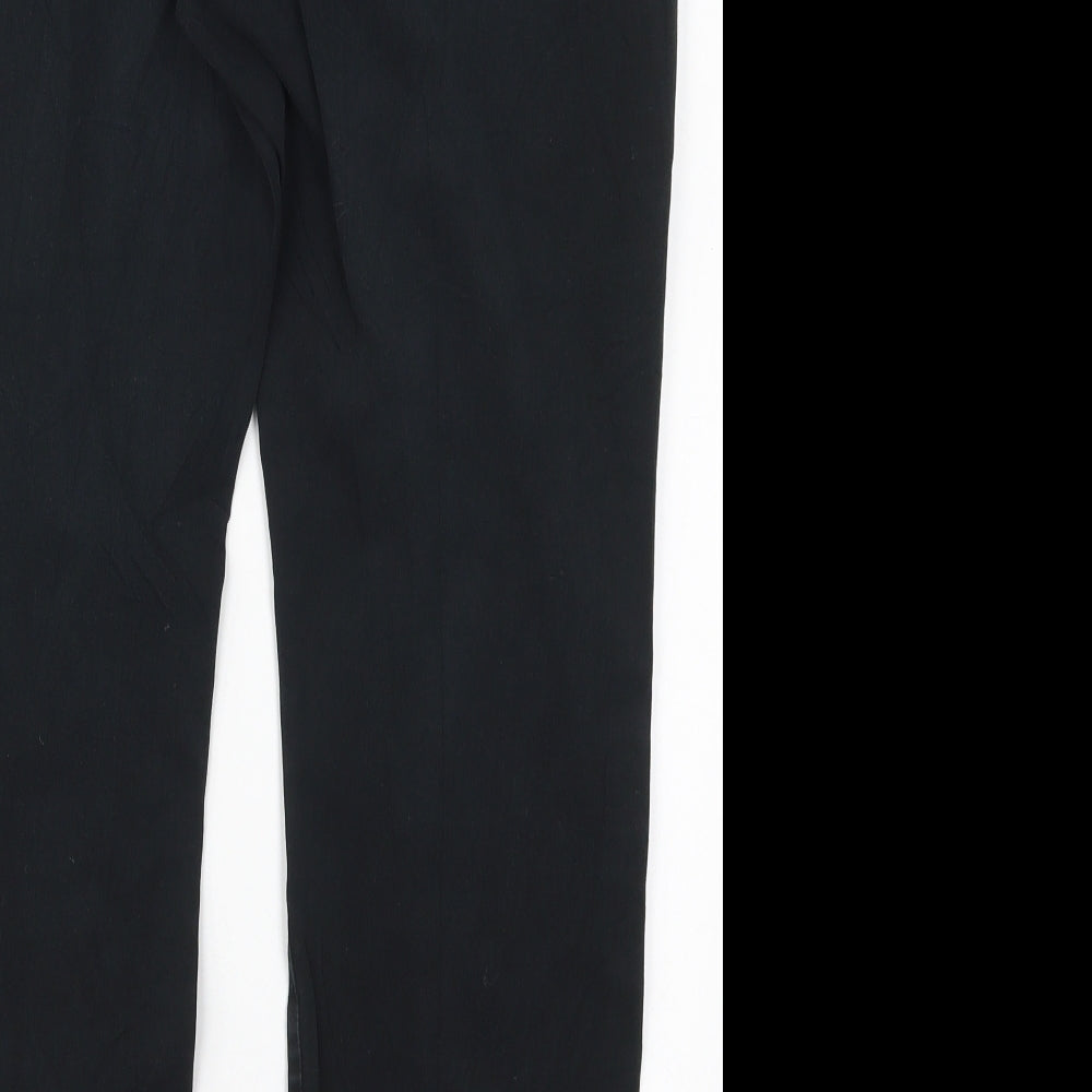 Marks and Spencer Womens Black  Cotton Trousers  Size 14 L27 in Regular Button