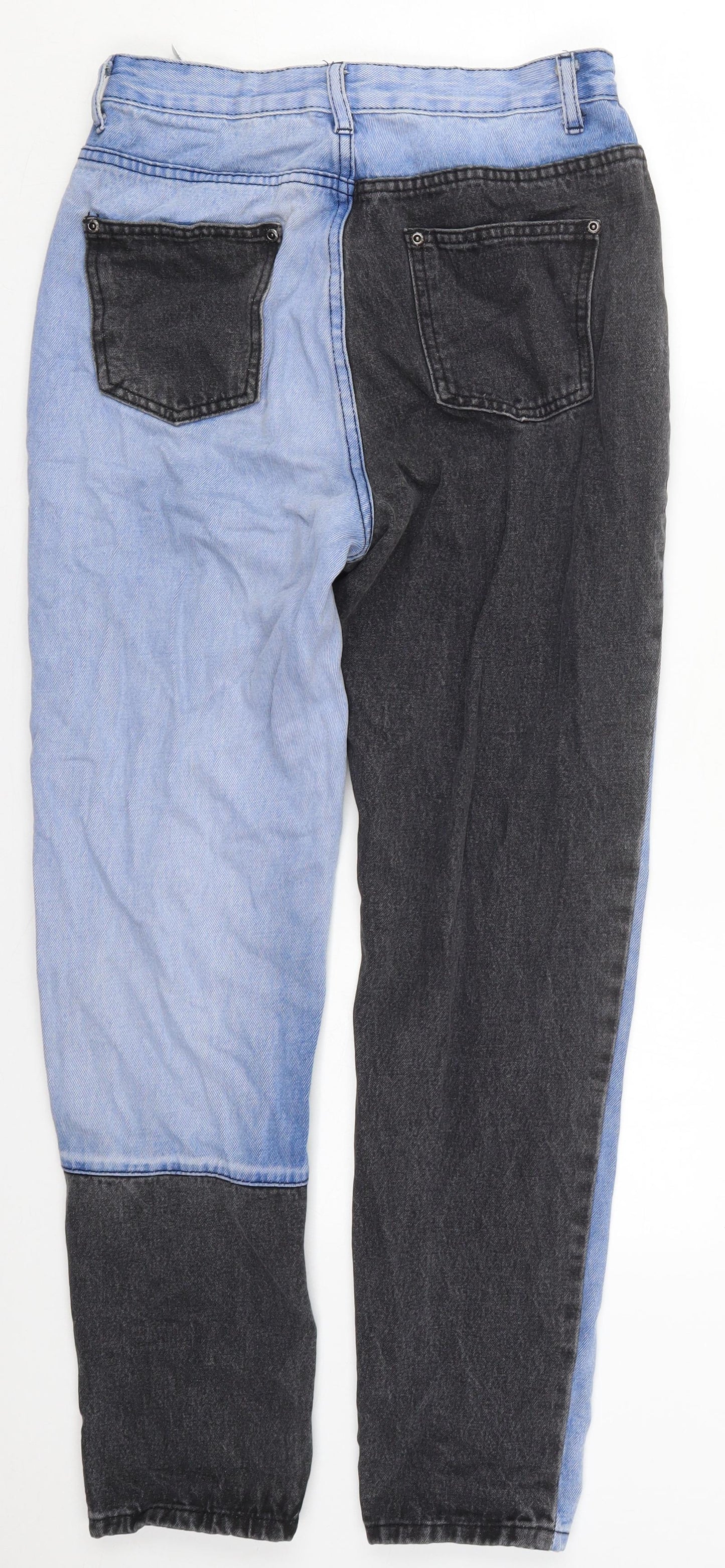 Boohoo Womens Blue  Cotton Straight Jeans Size 8 L27 in Regular Button - Black