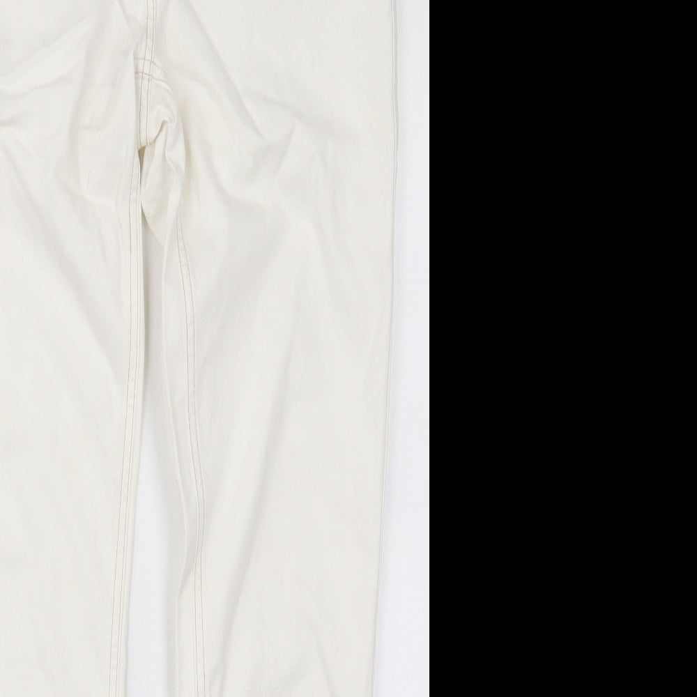NEXT Womens White  Cotton Skinny Jeans Size 12 L29 in Regular Button