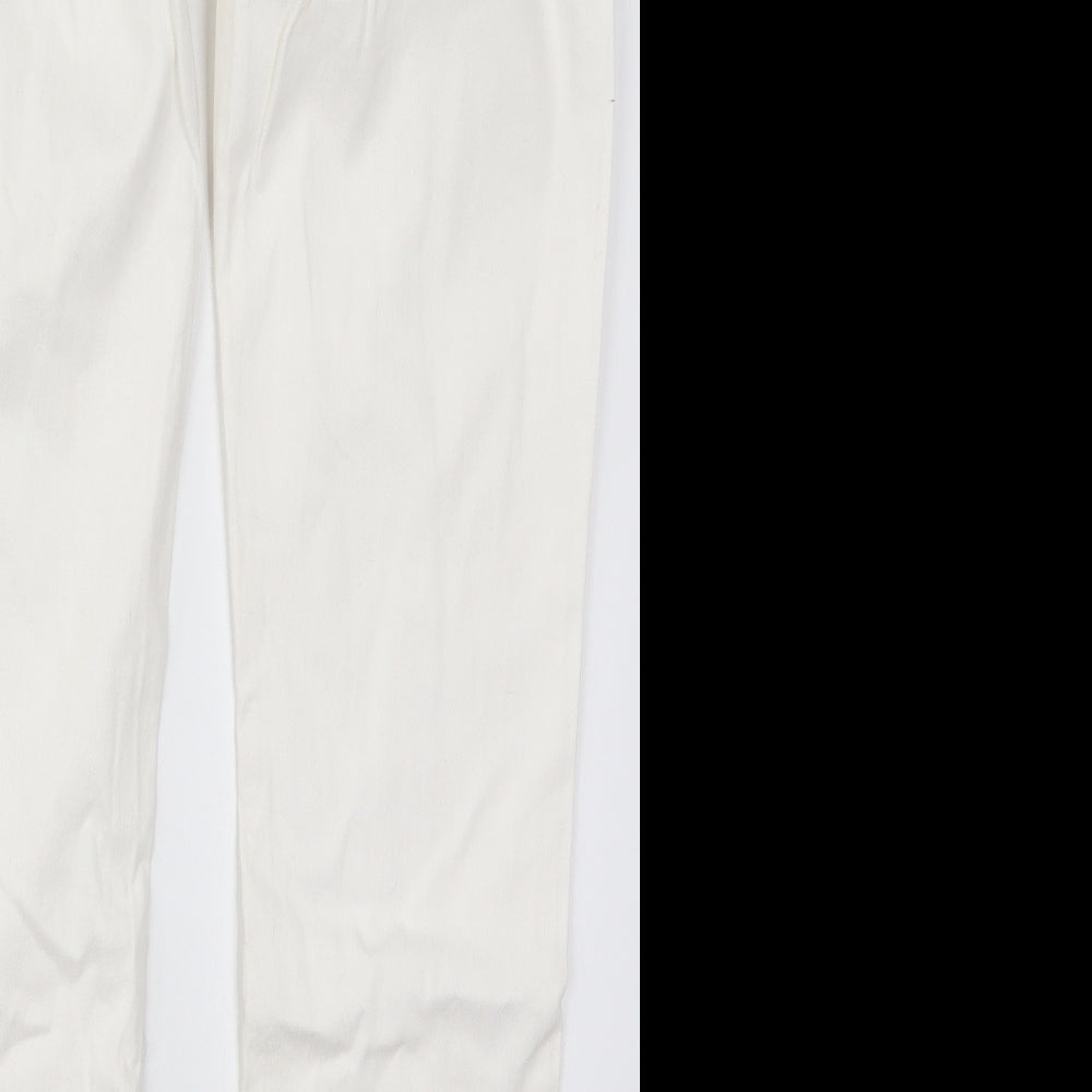 NEXT Womens White  Cotton Skinny Jeans Size 12 L29 in Regular Button
