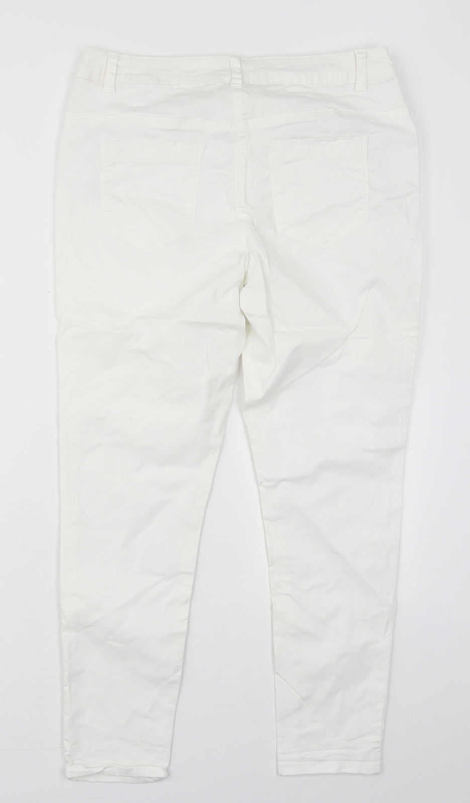 George Womens White  Cotton Skinny Jeans Size 12 L26 in Regular Button