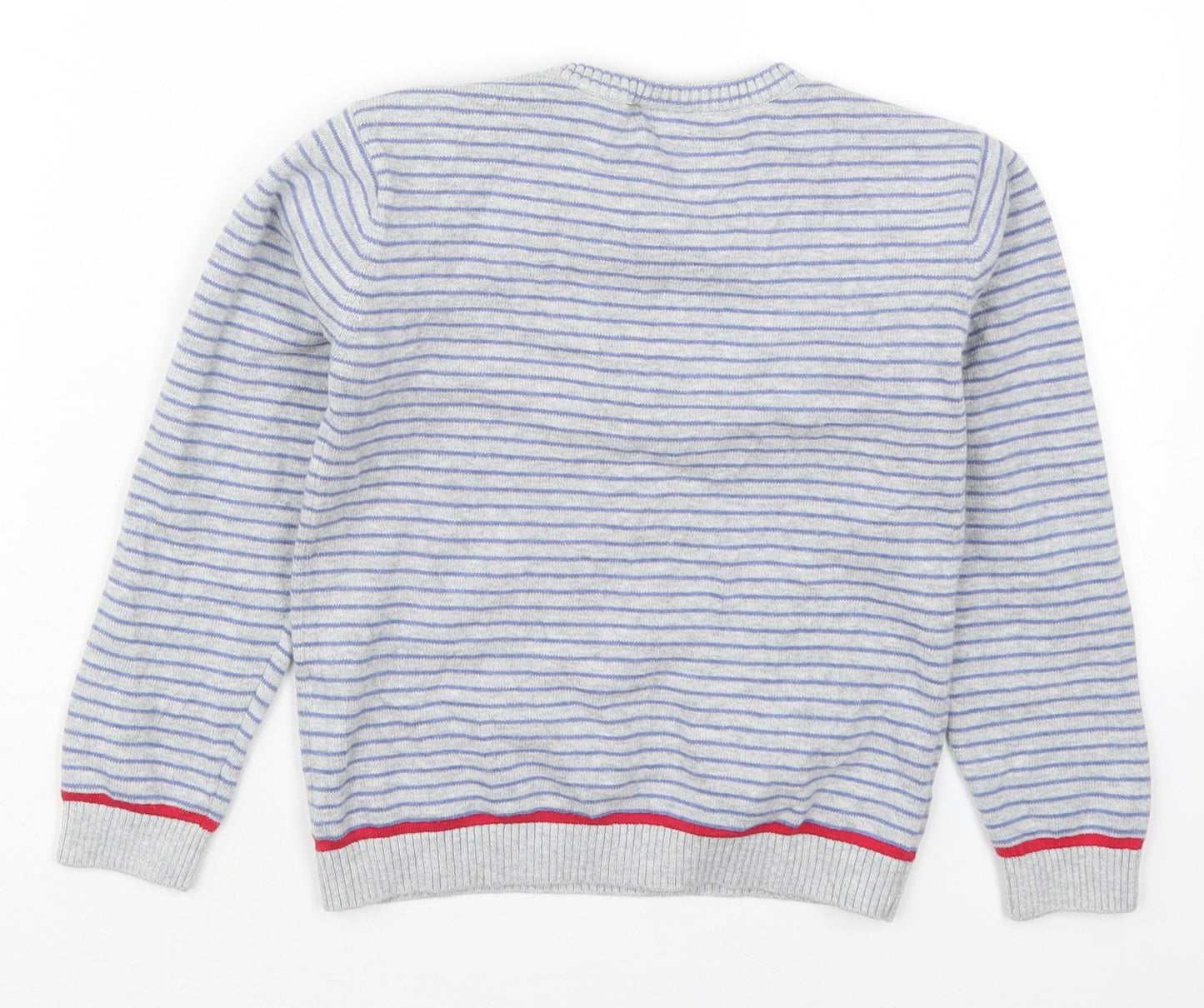 The White Company Boys Grey Crew Neck Striped Cotton Pullover Jumper Size 5-6 Years  Pullover - Bus