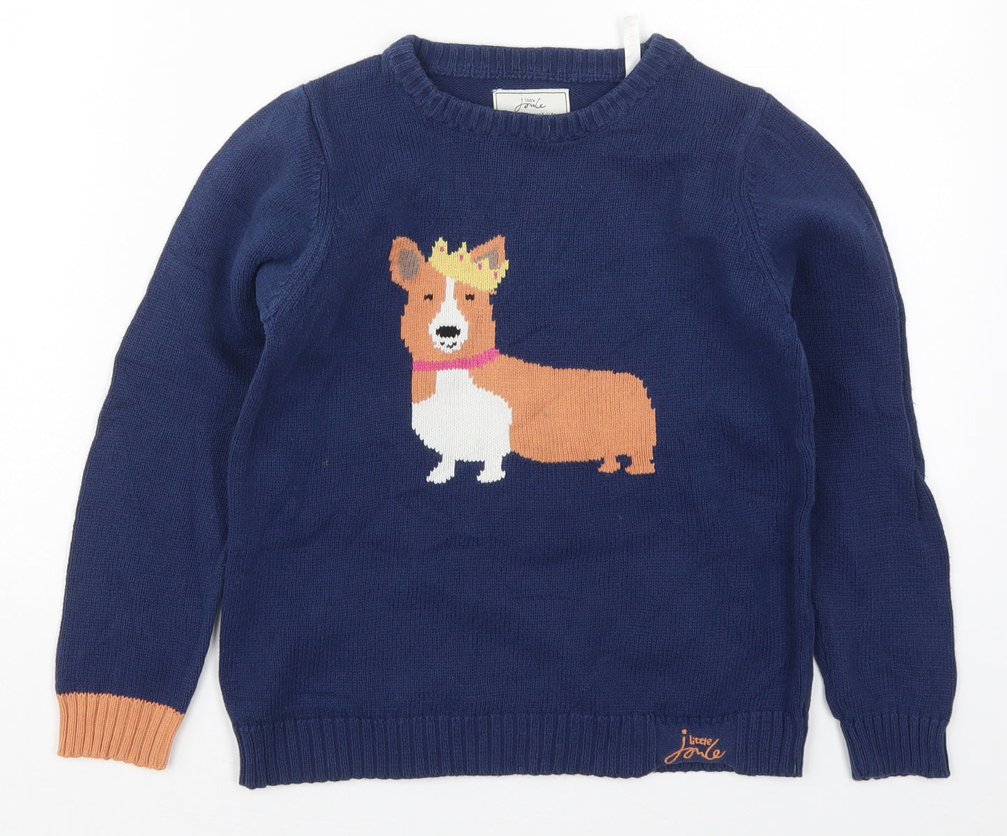 Joules Girls Blue Crew Neck  Cotton Pullover Jumper Size 9-10 Years  Pullover - Corgi Crown