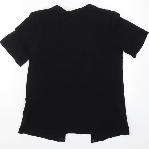 Damart Womens Black Round Neck  Nylon Cardigan Jumper Size 10