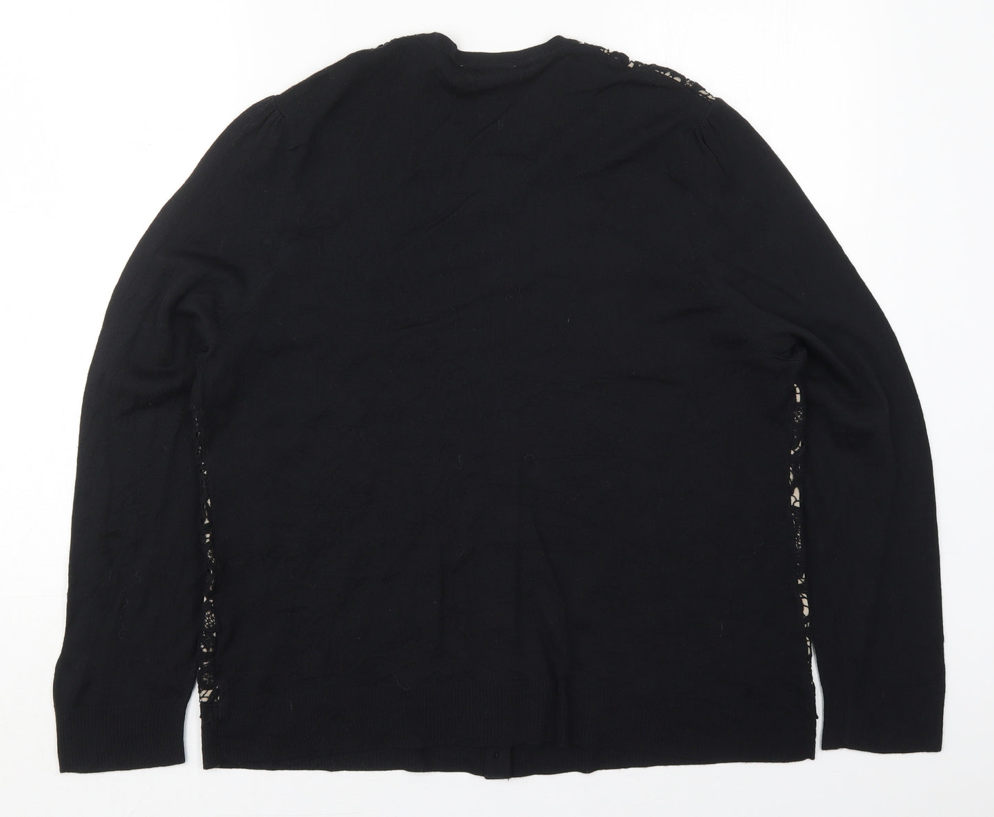 Cotswold Womens Black Crew Neck  Wool Cardigan Jumper Size 3XL