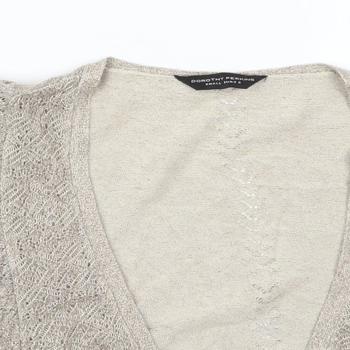 Dorothy Perkins Womens Gold V-Neck  Viscose Cardigan Jumper Size S