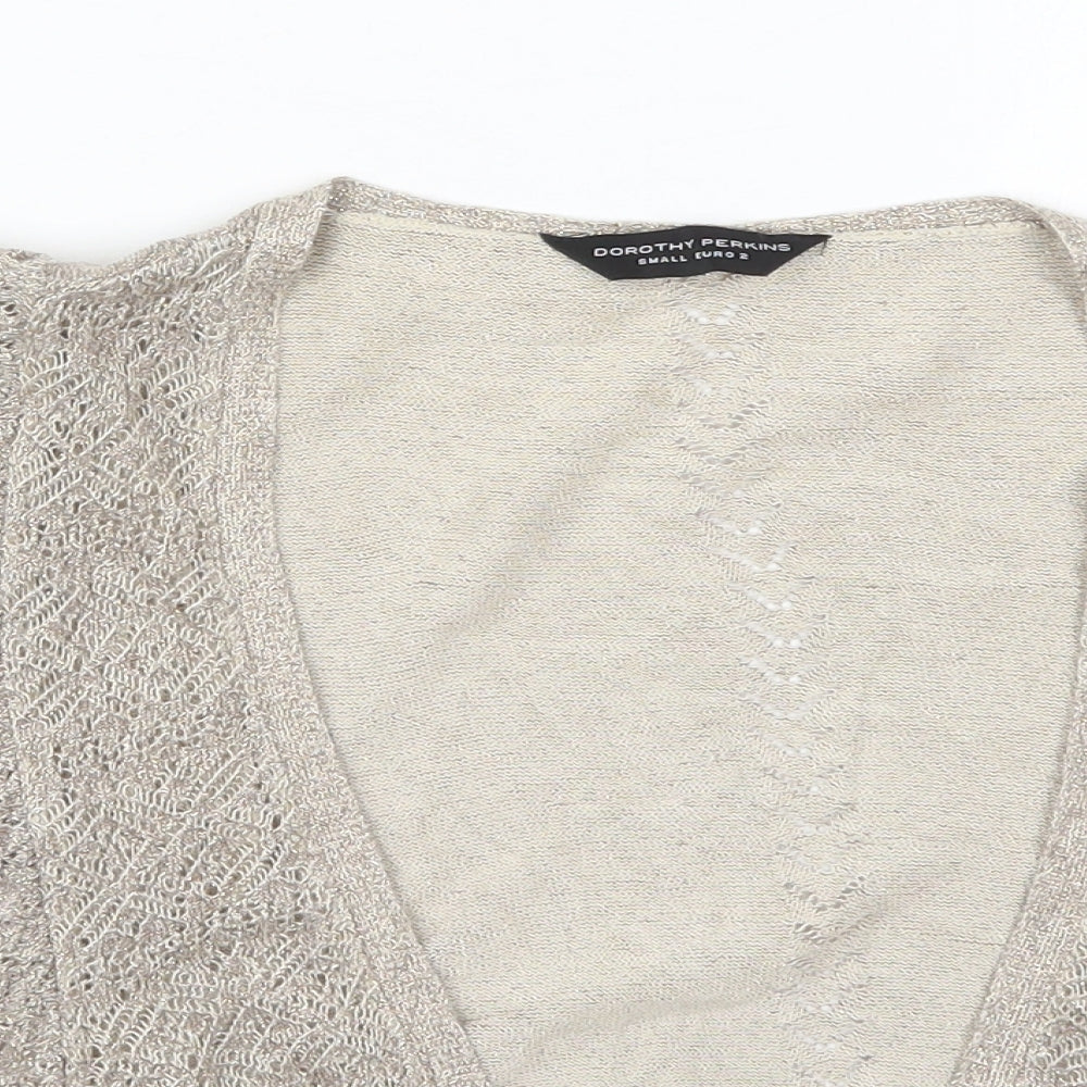 Dorothy Perkins Womens Gold V-Neck  Viscose Cardigan Jumper Size S