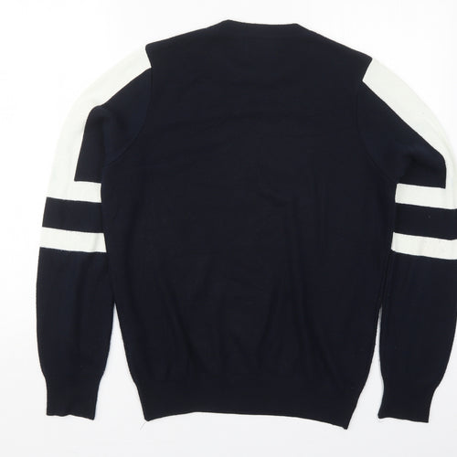 Topman Mens Blue Crew Neck Striped Acrylic Pullover Jumper Size S