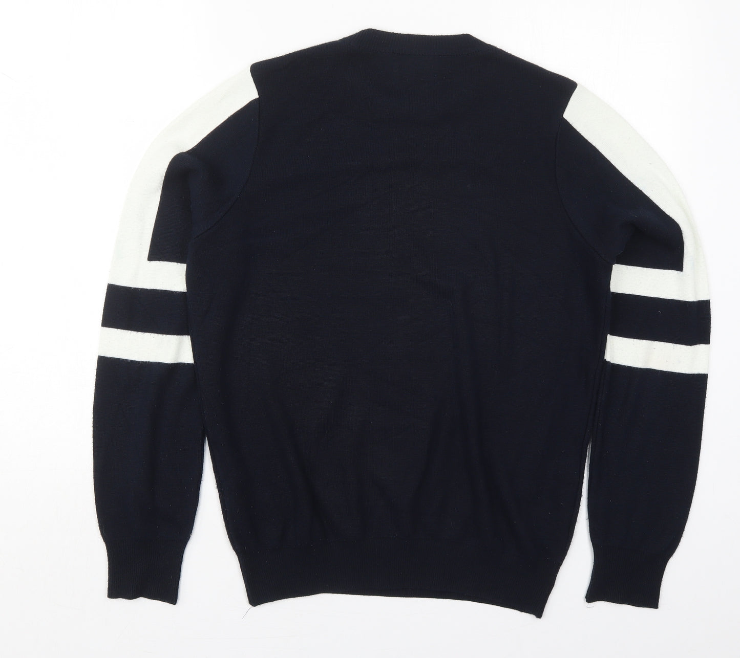 Topman Mens Blue Crew Neck Striped Acrylic Pullover Jumper Size S