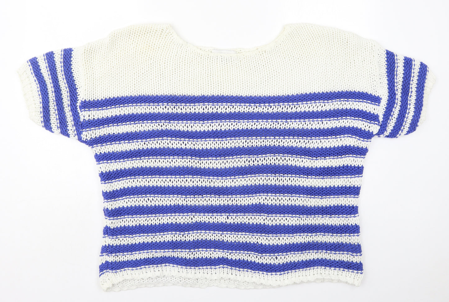 NEXT Womens Blue Boat Neck Striped Cotton Pullover Jumper Size XL