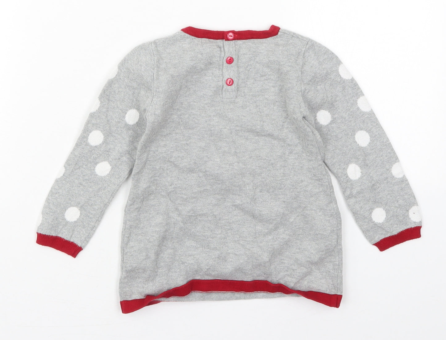 Monsoon Girls Grey Polka Dot Cotton Pullover Jumper Size 12-18 Months  Pullover - Penguins
