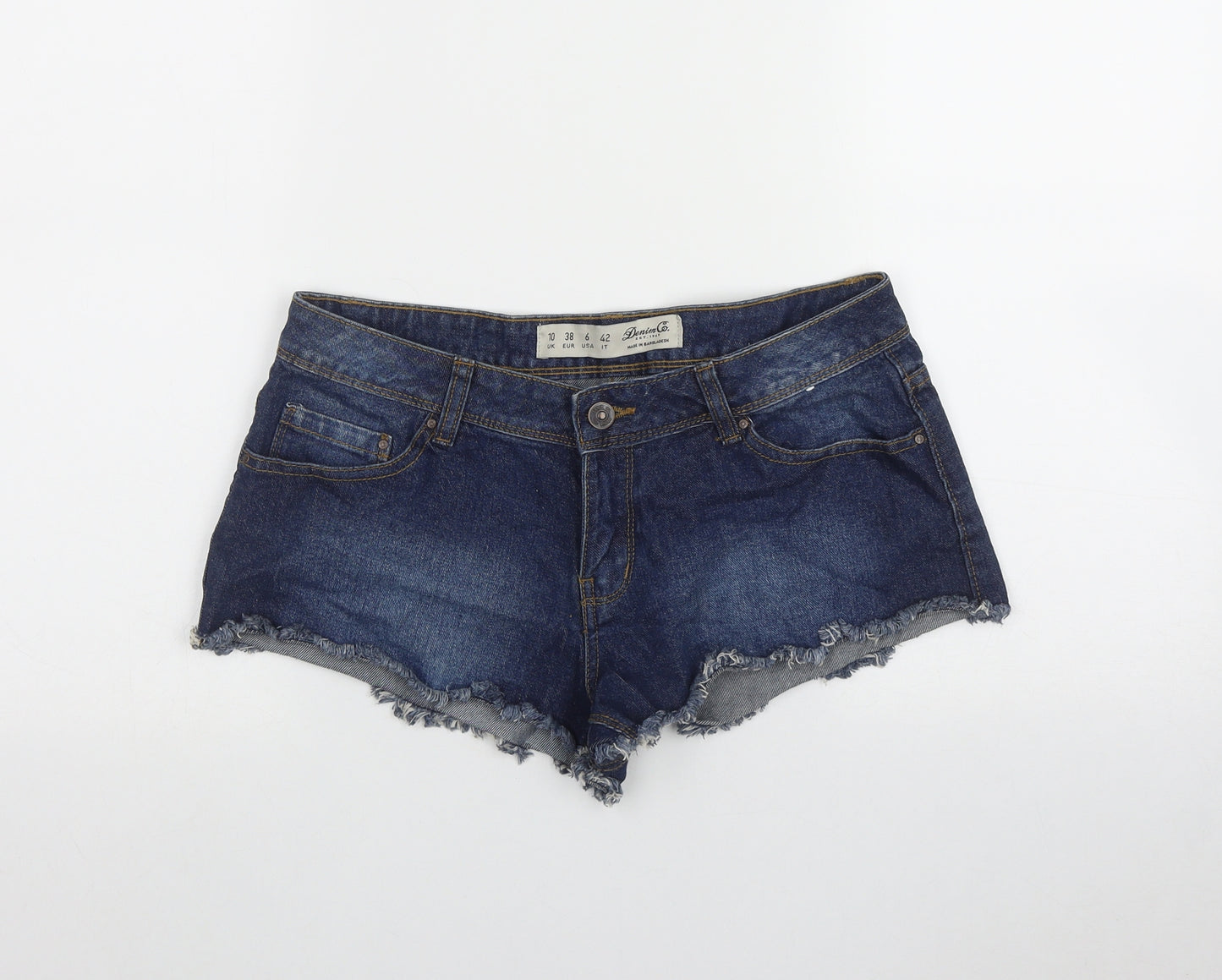 Primark Womens Blue  Cotton Hot Pants Shorts Size 10 L3 in Regular Button