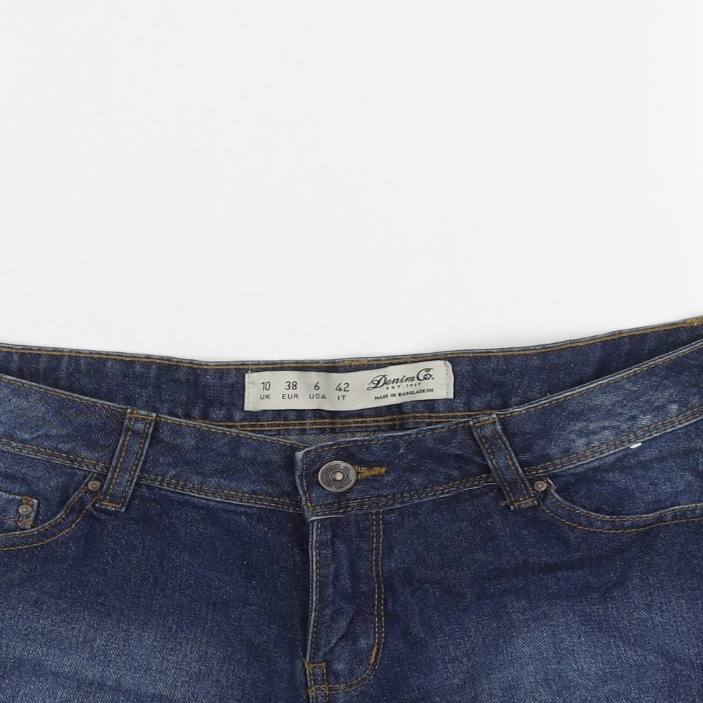 Primark Womens Blue  Cotton Hot Pants Shorts Size 10 L3 in Regular Button