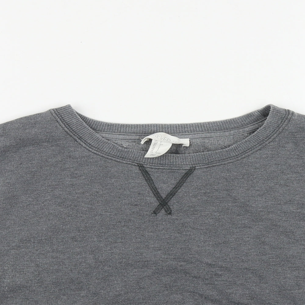FOREVER 21 Womens Grey  Cotton Cropped T-Shirt Size S Round Neck