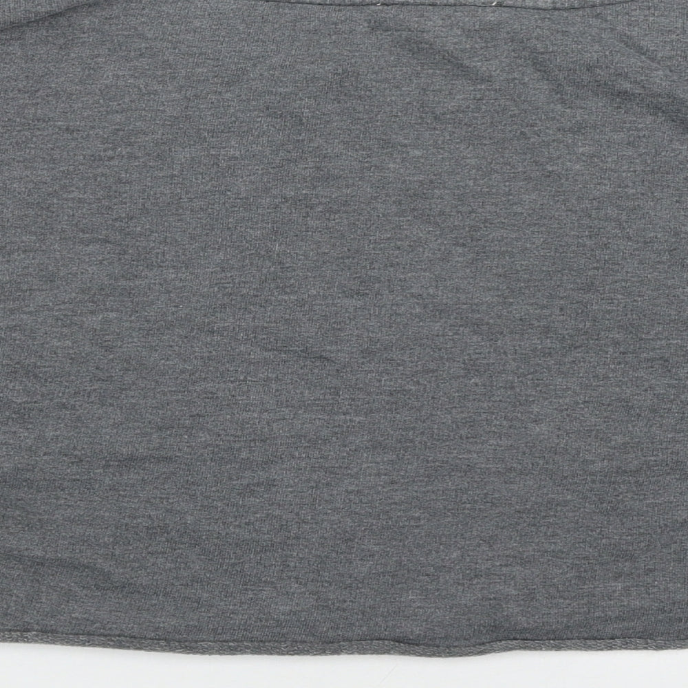 FOREVER 21 Womens Grey  Cotton Cropped T-Shirt Size S Round Neck