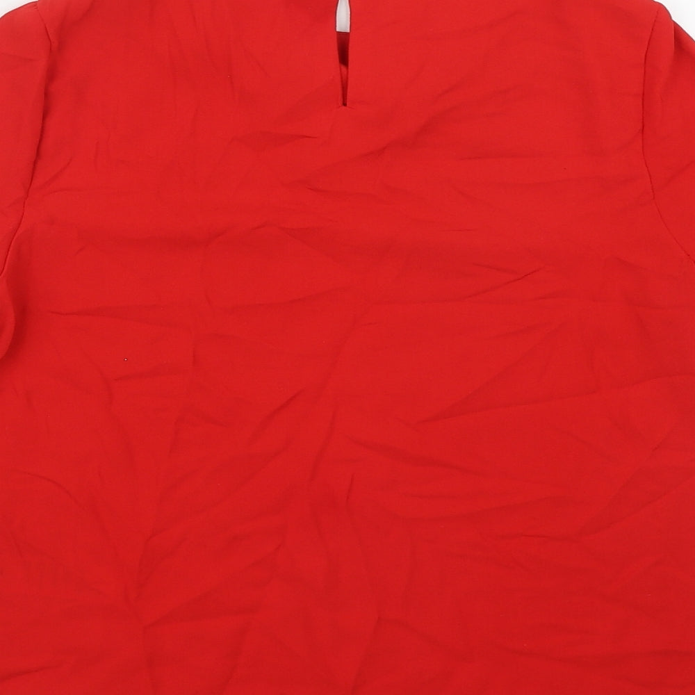 New Look Womens Red  Polyester Basic Blouse Size 8 Round Neck