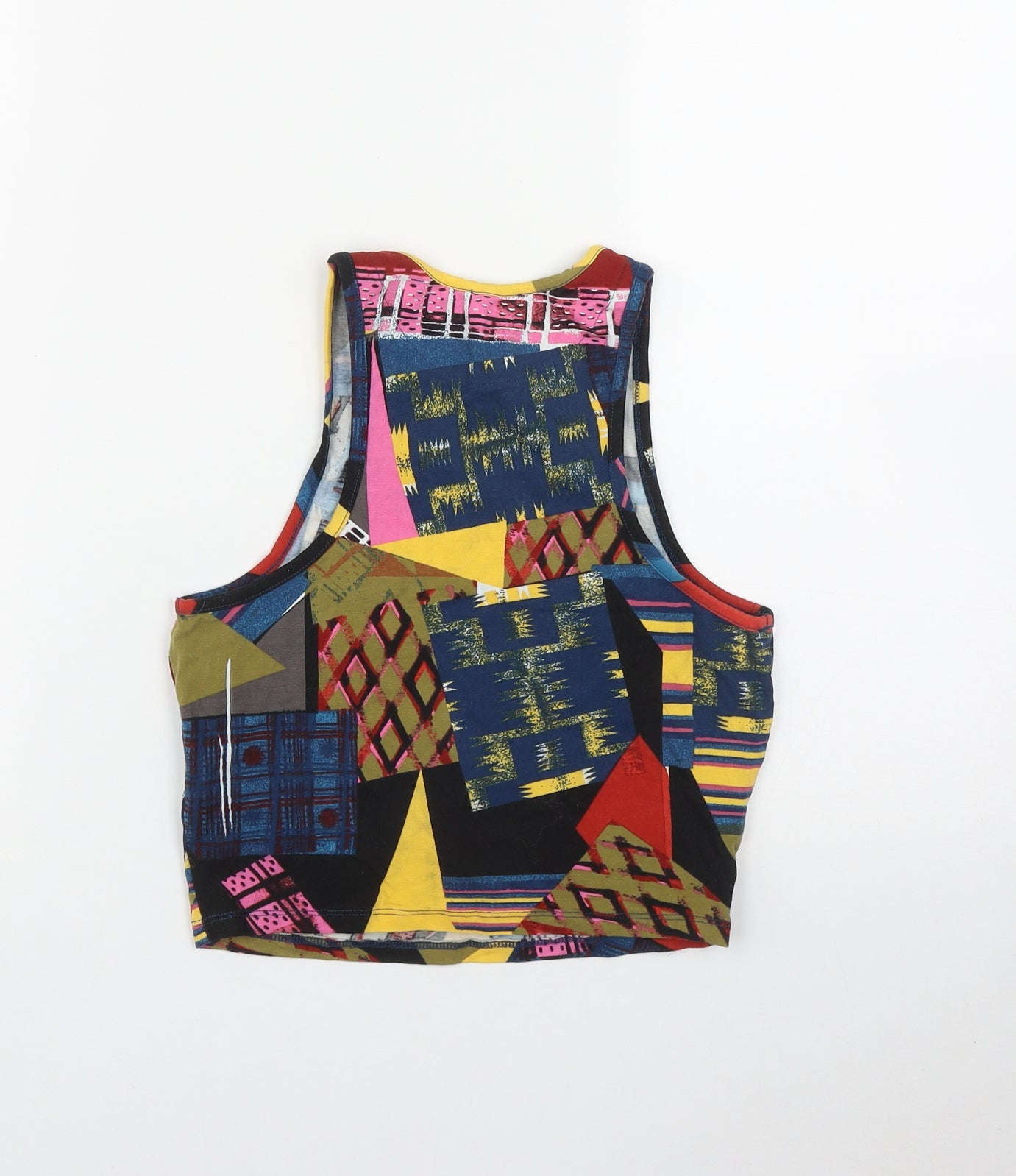 River Island Womens Multicoloured Geometric Cotton Basic Tank Size 10 Round Neck