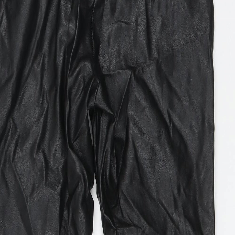 Missguided Womens Black  Polyurethane Trousers  Size 8 L28 in Regular Zip - Faux Leather
