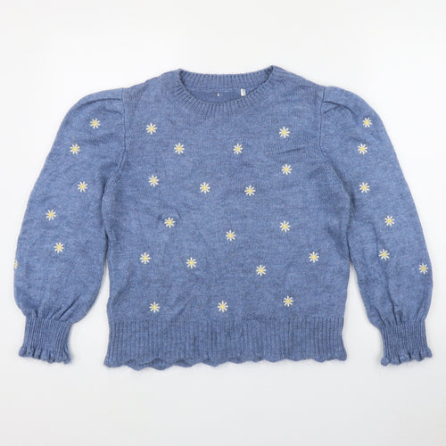 NEXT Womens Blue Round Neck Floral Acrylic Pullover Jumper Size 8   - Daisy