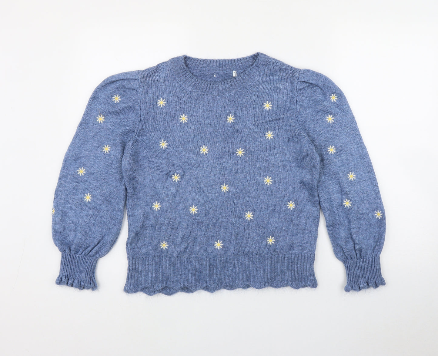 NEXT Womens Blue Round Neck Floral Acrylic Pullover Jumper Size 8   - Daisy