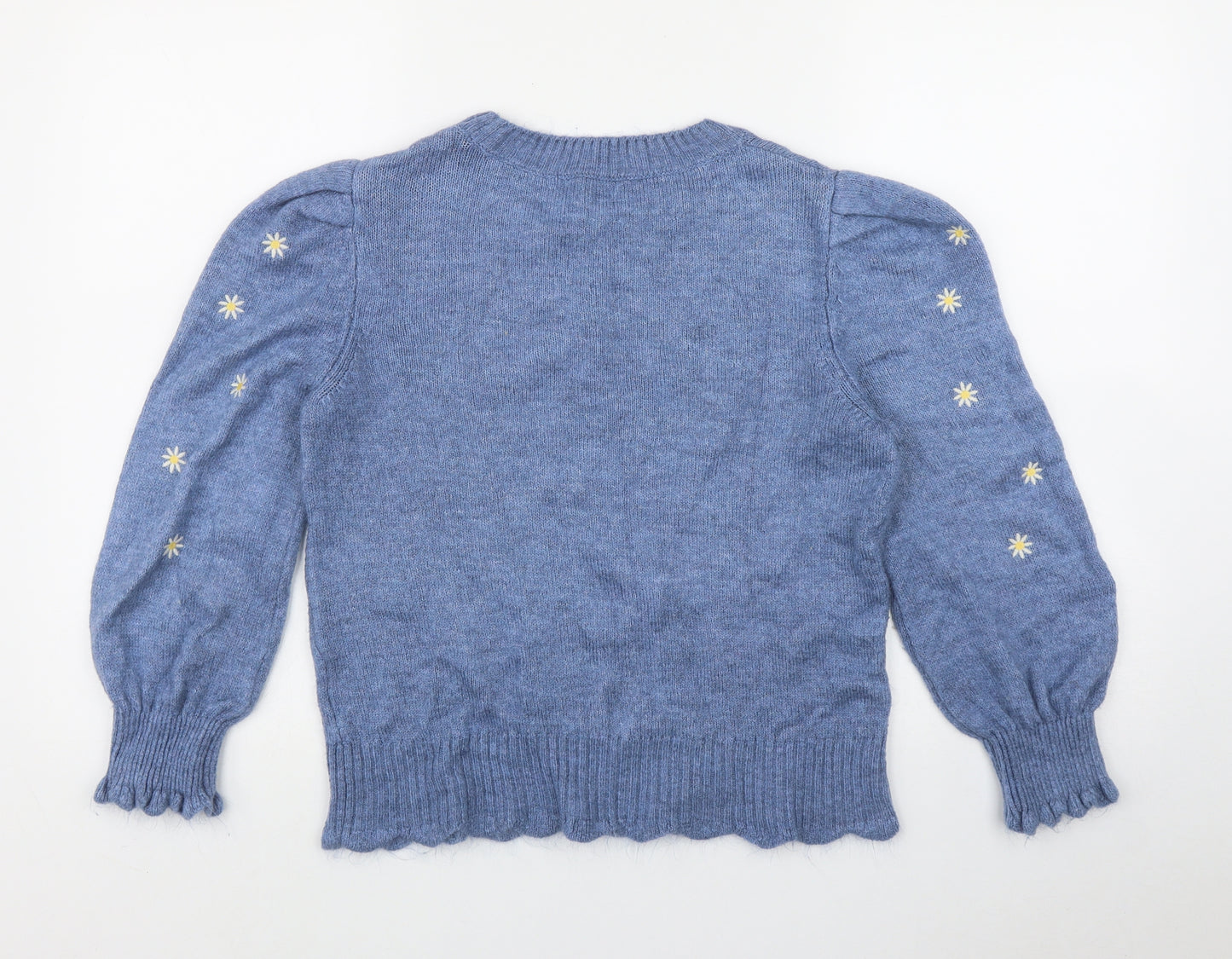 NEXT Womens Blue Round Neck Floral Acrylic Pullover Jumper Size 8   - Daisy