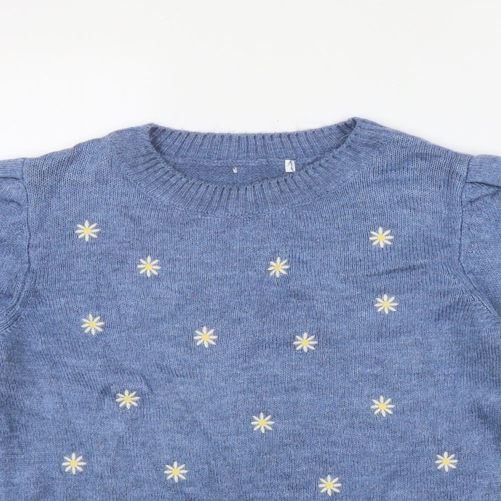 NEXT Womens Blue Round Neck Floral Acrylic Pullover Jumper Size 8   - Daisy