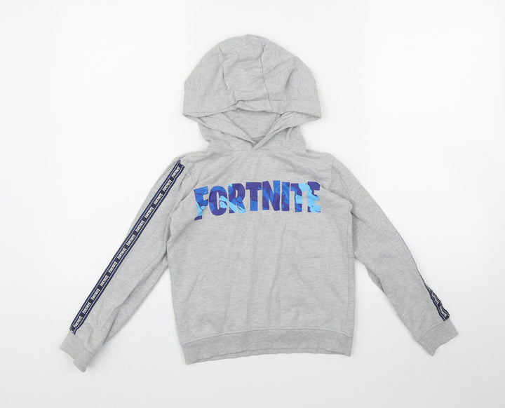 PEP & cO Boys Grey Cotton Pullover Hoodie Size S - FORTNITE