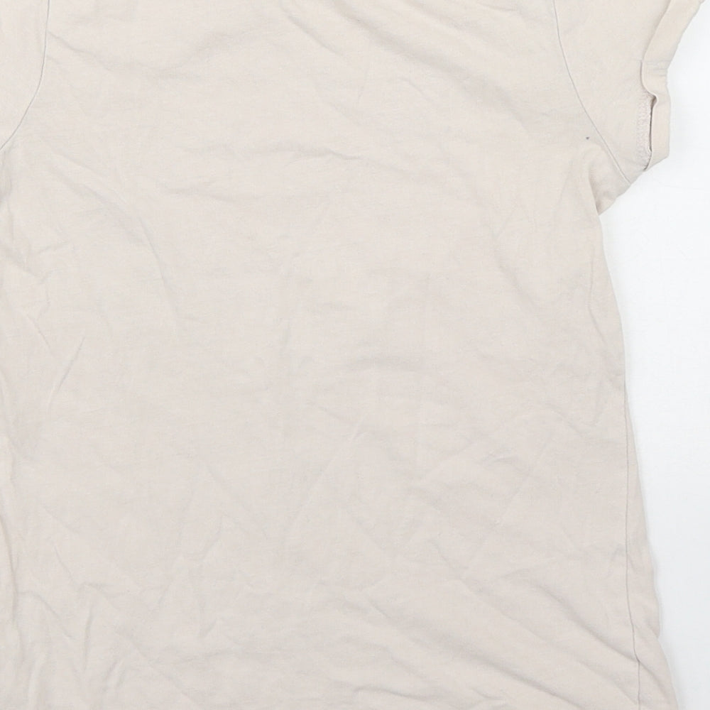 George Girls Beige  Cotton Basic T-Shirt Size 7-8 Years Round Neck  - 'Shine and Sparkle always'