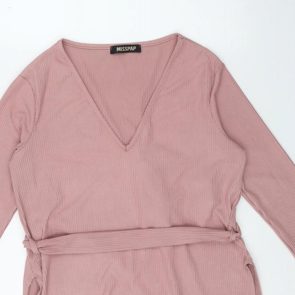 Misspap Womens Pink  Polyester Tunic T-Shirt Size 10 V-Neck