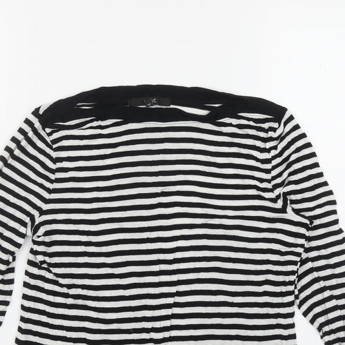 NEXT Womens Black Striped Viscose Basic T-Shirt Size 8 Boat Neck