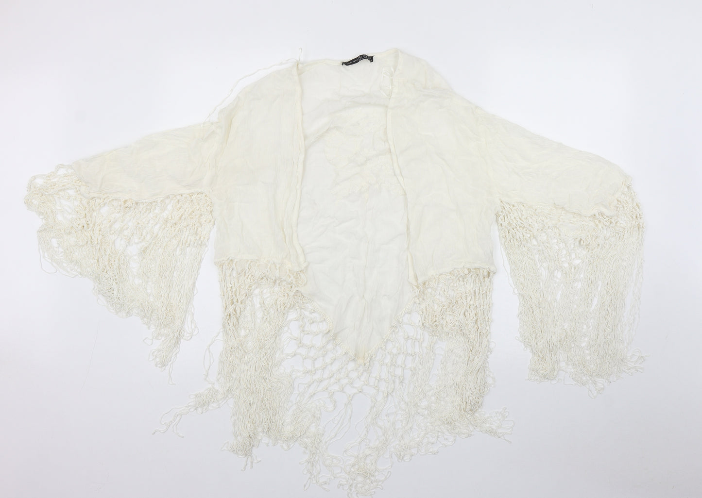 Primark Womens Ivory Round Neck  Viscose Cape Jumper Size S