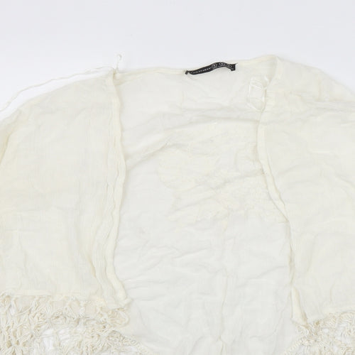 Primark Womens Ivory Round Neck  Viscose Cape Jumper Size S