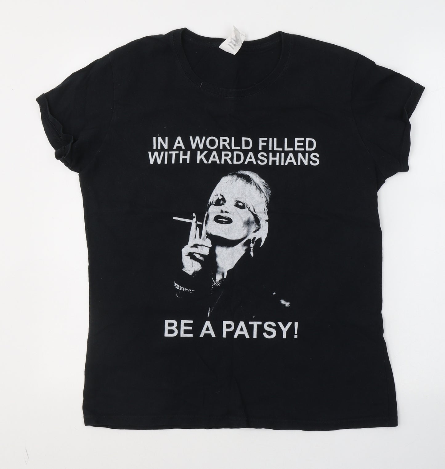 Gildan Womens Black  Cotton Basic T-Shirt Size L Round Neck