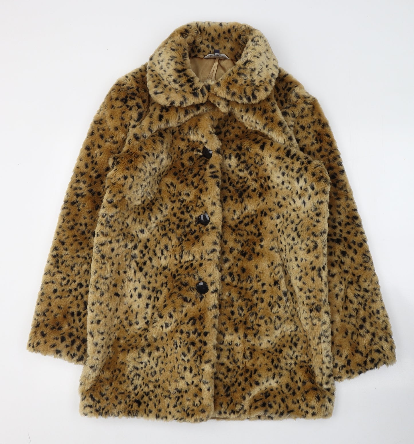 Marks and Spencer Womens Beige Animal Print  Overcoat Coat Size 10  Button