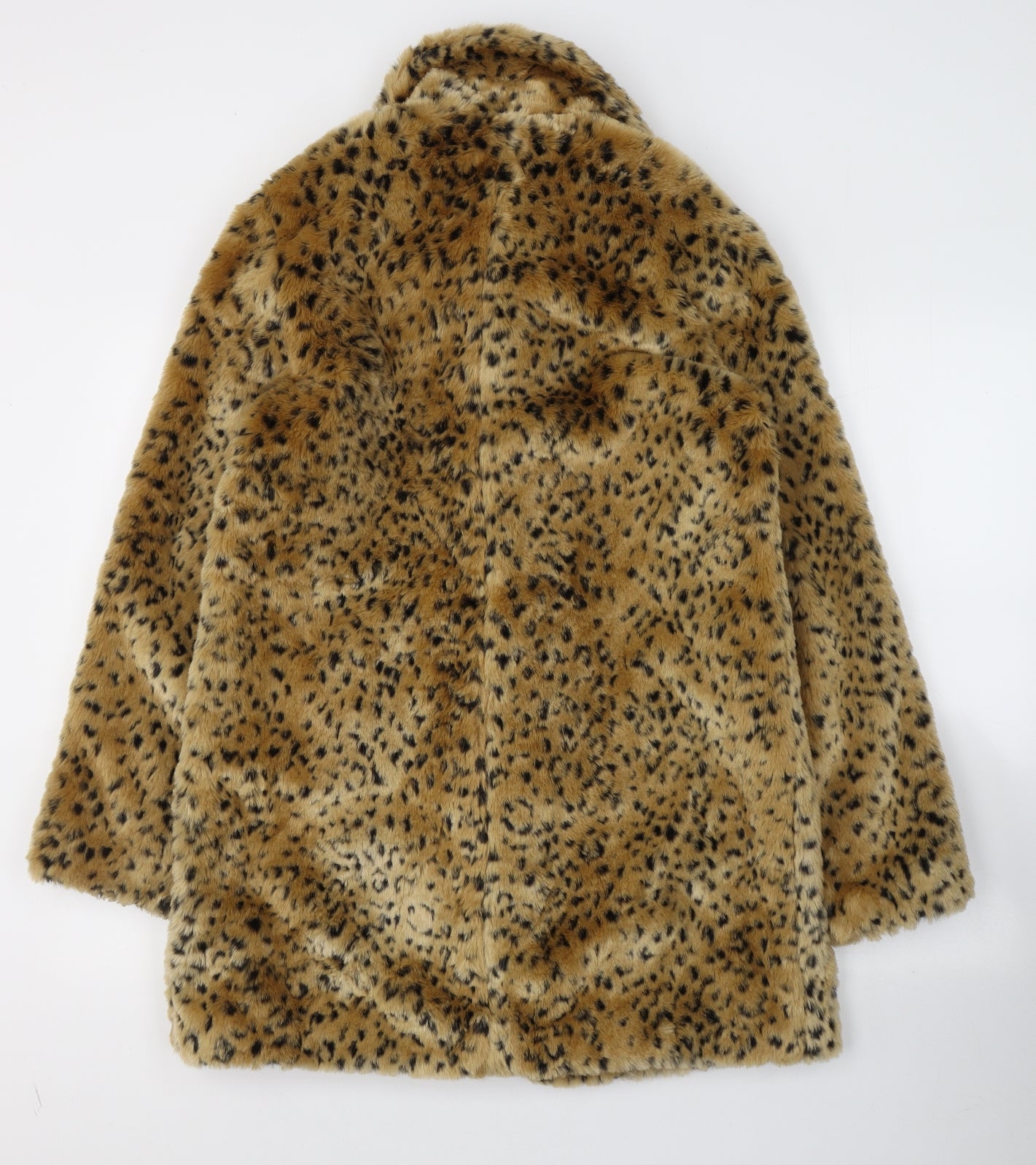 Marks and Spencer Womens Beige Animal Print  Overcoat Coat Size 10  Button