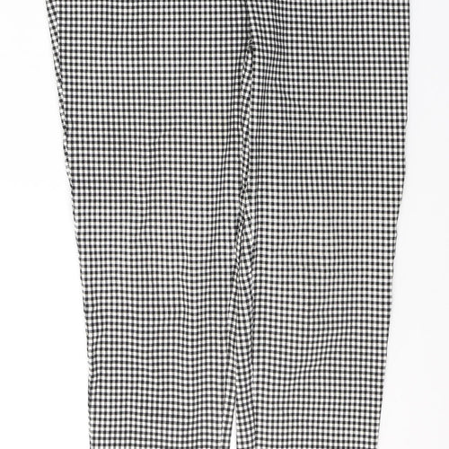 F&F Womens Black Check Viscose Trousers  Size 12 L27 in Regular Button