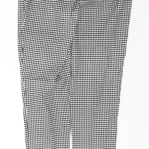 F&F Womens Black Check Viscose Trousers  Size 12 L27 in Regular Button