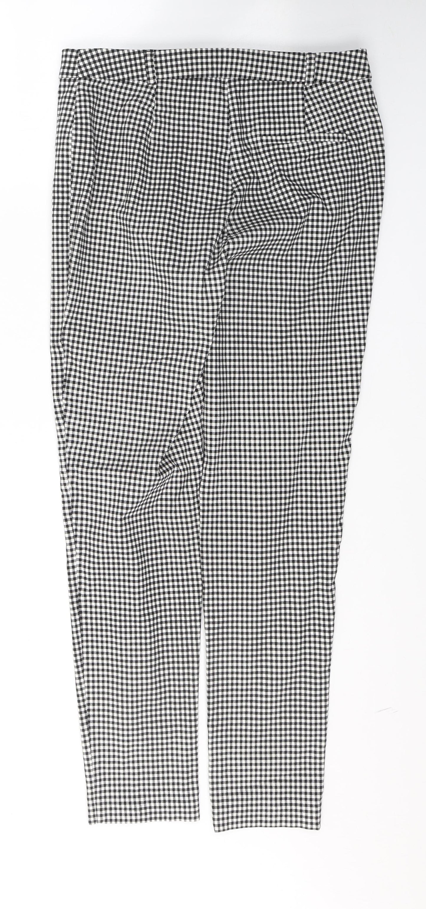 F&F Womens Black Check Viscose Trousers  Size 12 L27 in Regular Button