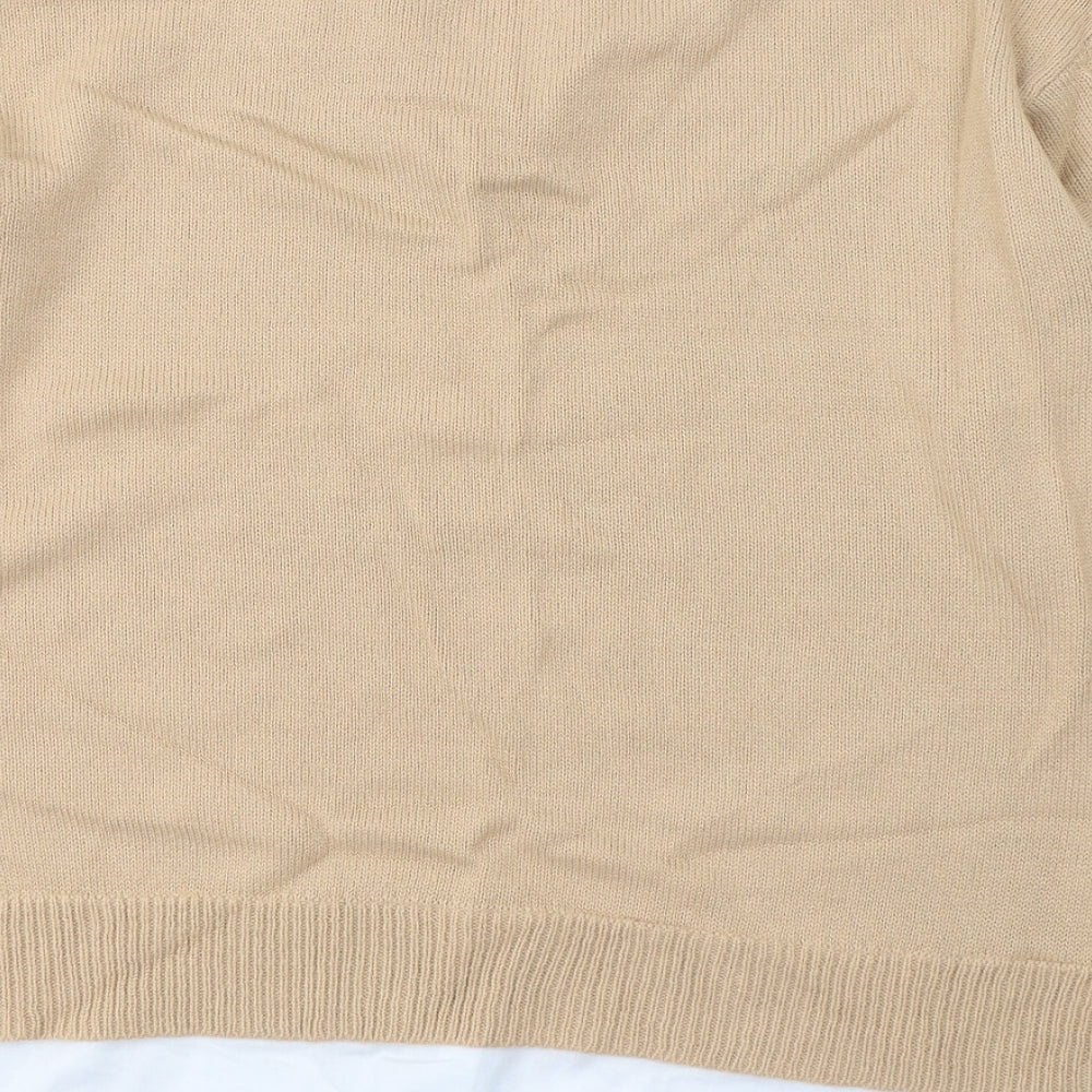 Pep&Co Womens Beige Collared  Acrylic Pullover Jumper Size 12