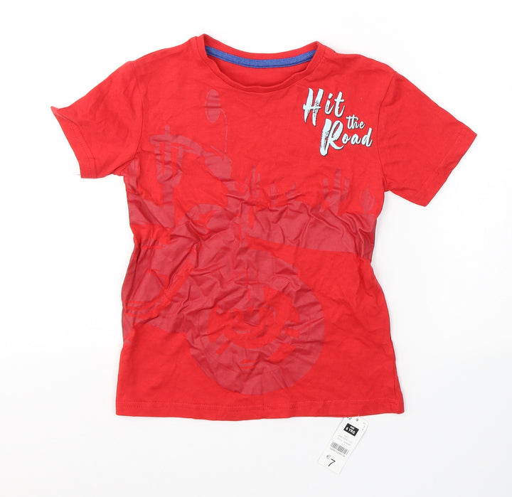 Dunnes Stores Boys Red Cotton Basic T-Shirt Size 6 Years Round Neck Pullover