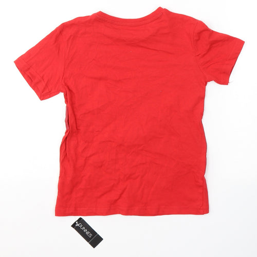 Dunnes Stores Boys Red  Cotton Basic T-Shirt Size 6 Years Round Neck Pullover