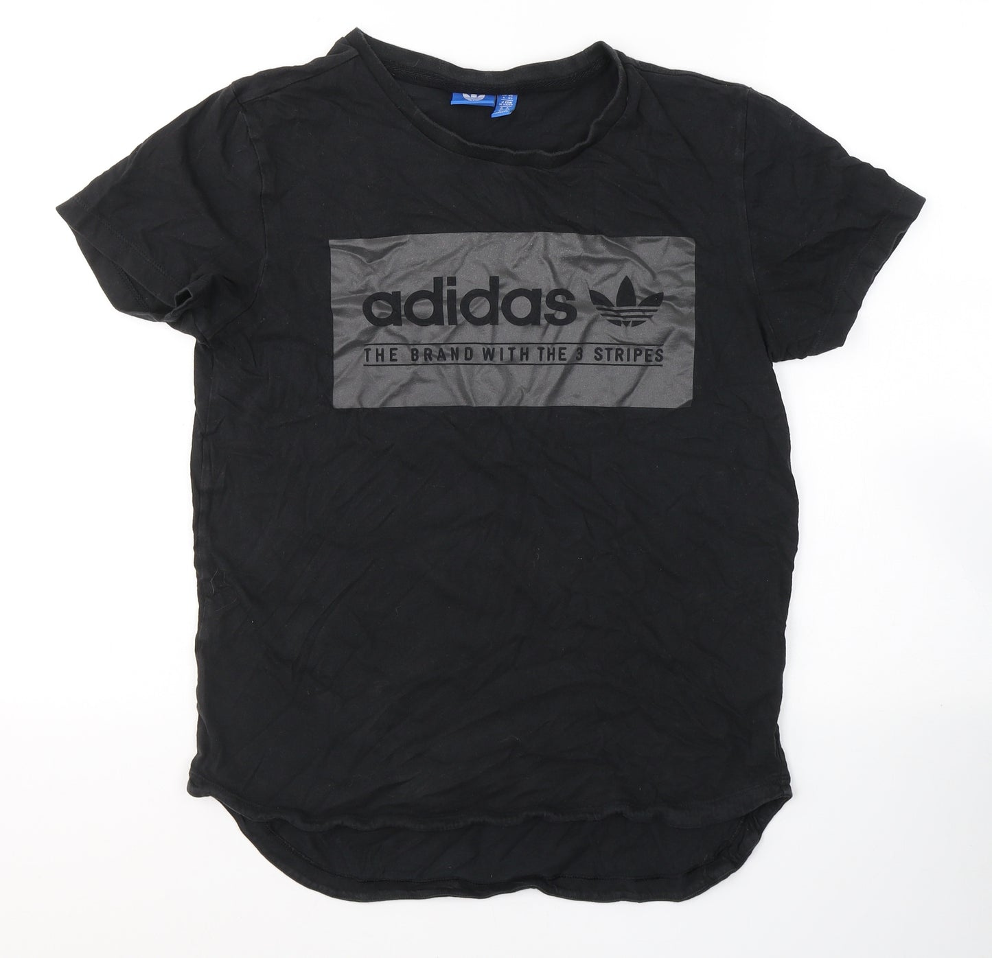 adidas Womens Black  Cotton Basic T-Shirt Size 8 Round Neck