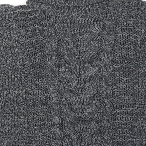 NEXT Girls Grey Roll Neck  Acrylic Cape Jumper Size 7-8 Years  Pullover