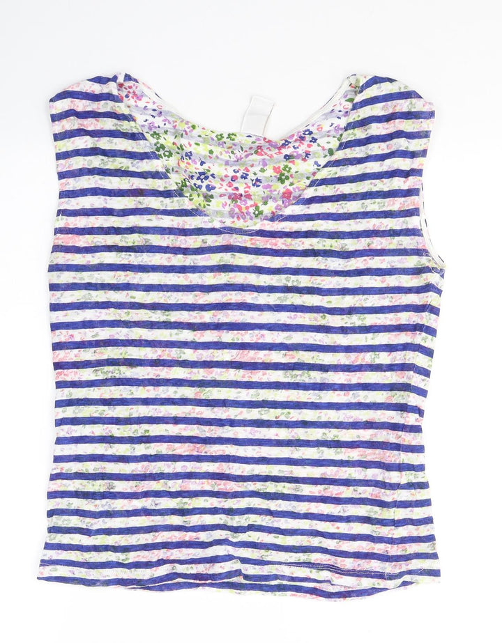 Villa Womens Multicoloured Striped Polyester Basic Tank Size M V-Neck