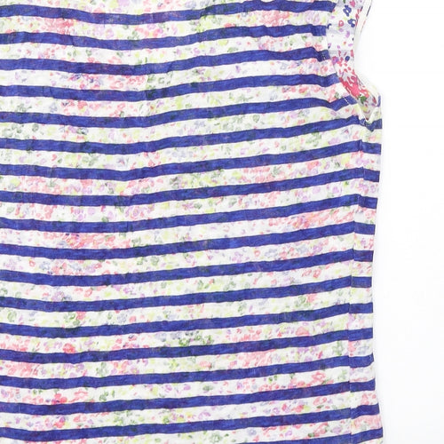 Villa Womens Multicoloured Striped Polyester Basic Tank Size M V-Neck