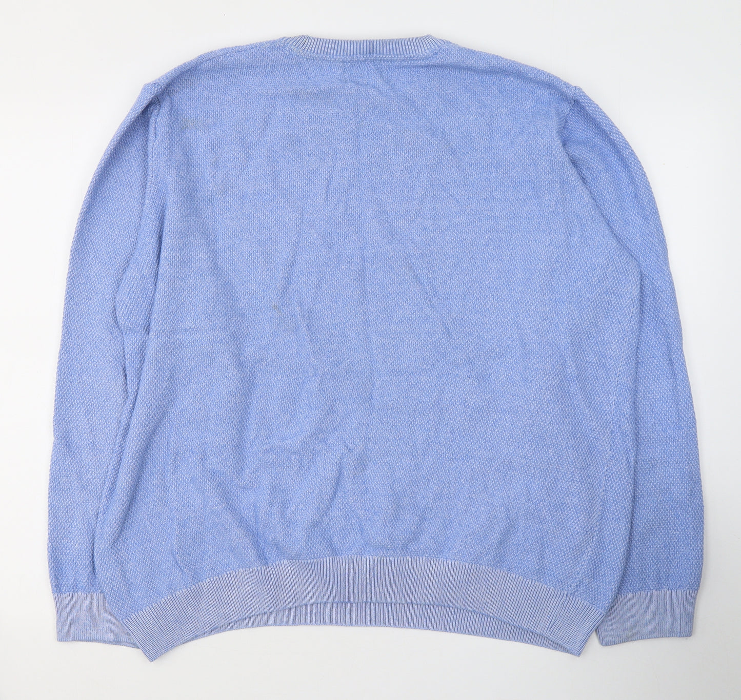 Marks and Spencer Mens Blue Round Neck  Cotton Pullover Jumper Size XL
