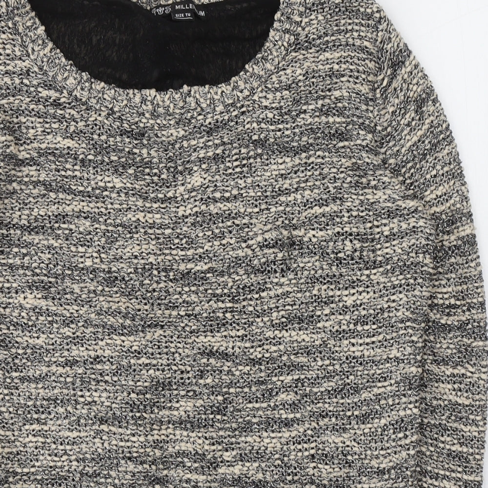 Millenium Womens Black V-Neck  Acrylic Pullover Jumper One Size