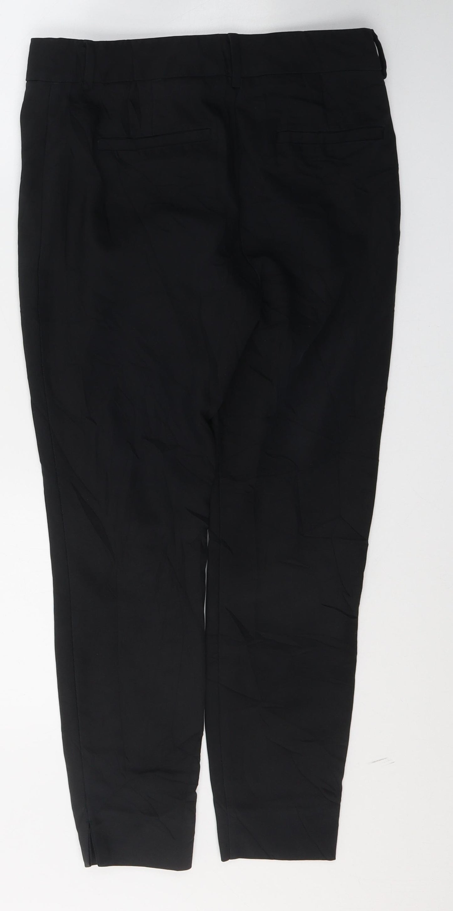NEXT Womens Black  Cotton Trousers  Size 8 L28 in Regular Buckle