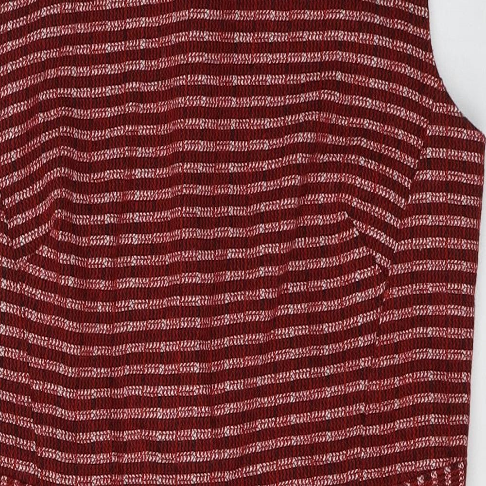 TU Womens Red Plaid Acrylic A-Line  Size 12  Round Neck Zip